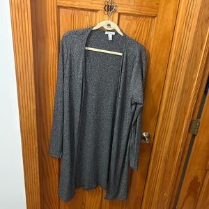 Revamped Gray Open-Front Long Cardigan